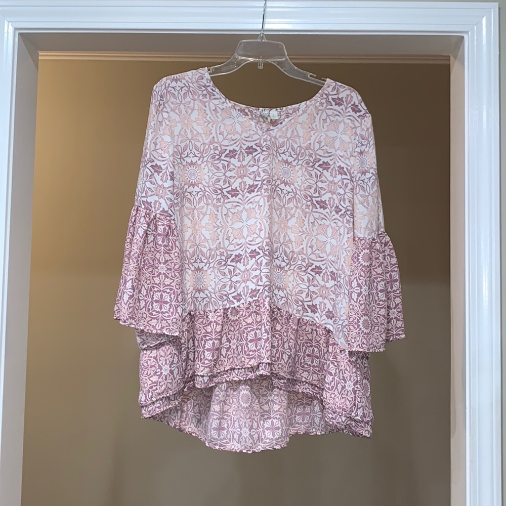 CATO Blouse with Bell Sleeves Size Large